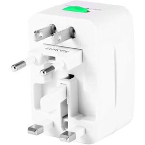 Adaptateur de prise - ZVD - Universel - AU/UK/US/EU - ABS ignifugé - Protection surtensions Blanc - Publicité Adaptateur de prise - ZVD - Universel - AU/UK/US/EU - ABS ignifugé - Protection surtensions Blanc - Publicité