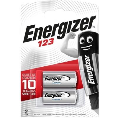LOT DE 2 piles ENERGIZER CR123 LITHIUM 3V - Publicité LOT DE 2 piles ENERGIZER CR123 LITHIUM 3V - Publicité