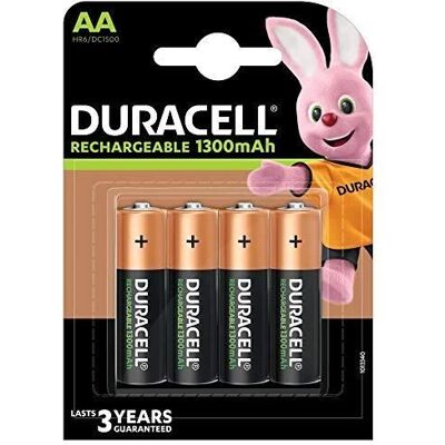 Duracell Recharge Plus Piles Rechargeables type AA 1300 Mah Lot de 4 piles Noir - Publicité Duracell Recharge Plus Piles Rechargeables type AA 1300 Mah Lot de 4 piles Noir - Publicité