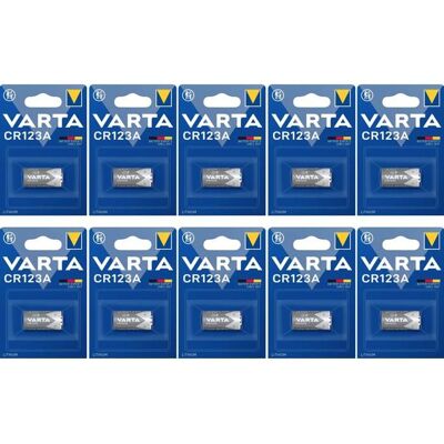 VARTA CR123A (10 blisters de 1 batteries / 10 Piles) CR 123 LITHIUM 123A - Publicité VARTA CR123A (10 blisters de 1 batteries / 10 Piles) CR 123 LITHIUM 123A - Publicité