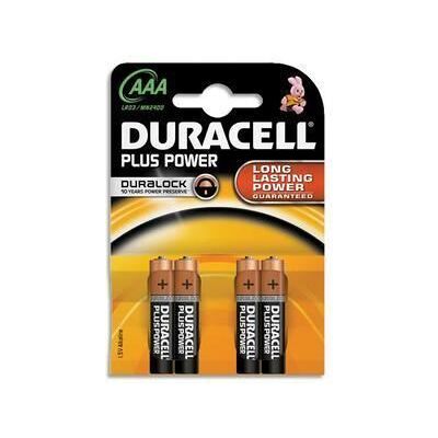 DURACELL 4 piles Alcalines 15V AAA LR03 Plus P… Noir - Publicité DURACELL 4 piles Alcalines 15V AAA LR03 Plus P… Noir - Publicité