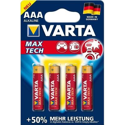 4 PILES MAX TECH LR03 - AAA (Micro) (4703) VARTA - Publicité 4 PILES MAX TECH LR03 - AAA (Micro) (4703) VARTA - Publicité
