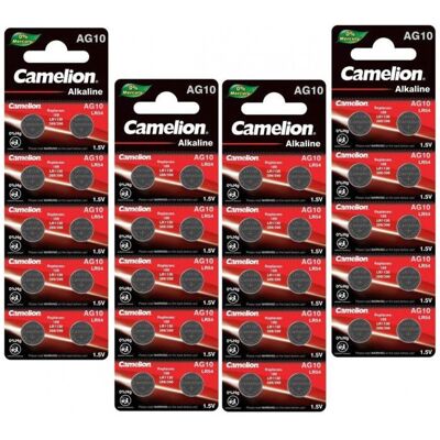 Camelion LOT en Paquet 40 Piles Bouton alcaline LR1130 AG10 Liseuses Montres calculatrices caméras pointeurs sans Mercure - Publicité Camelion LOT en Paquet 40 Piles Bouton alcaline LR1130 AG10 Liseuses Montres calculatrices caméras pointeurs sans Mercure - Publicité