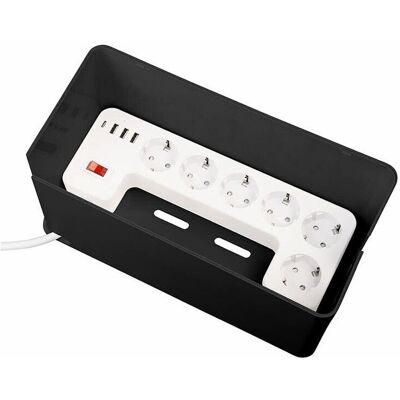 REVOLT Multiprise 6 prises secteur + 4 USB avec boîte de rangement - coloris noir - Publicité REVOLT Multiprise 6 prises secteur + 4 USB avec boîte de rangement - coloris noir - Publicité