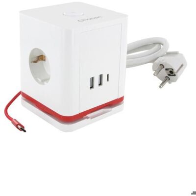 Bloc multiprise 3 prises + 4 ports USB - Quick Charge - Chacon Blanc - Publicité Bloc multiprise 3 prises + 4 ports USB - Quick Charge - Chacon Blanc - Publicité