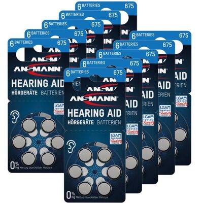 ANSMANN piles auditifs taille 675 / PR44 - 60 piles zinc-air pour aides auditives - bleu Bleu - Publicité ANSMANN piles auditifs taille 675 / PR44 - 60 piles zinc-air pour aides auditives - bleu Bleu - Publicité