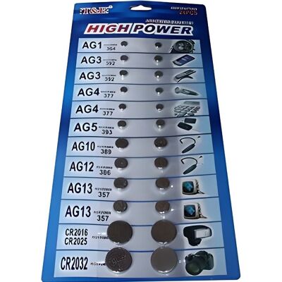 Mecer Assortiment de 24 Piles Bouton - Publicité Mecer Assortiment de 24 Piles Bouton - Publicité