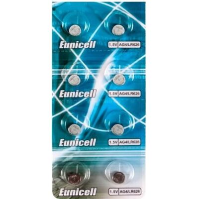 EUNICELL 8 Piles Bouton Alcaline AG4 / LR626 / LR66 / 376 / 377 / SR626 W / G4 - Publicité EUNICELL 8 Piles Bouton Alcaline AG4 / LR626 / LR66 / 376 / 377 / SR626 W / G4 - Publicité