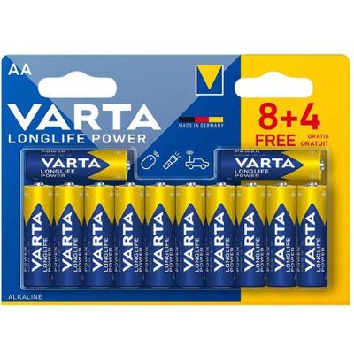Pile Alcaline Varta Longlife Power Aa - Lr06 (emballage 12 Unit.) ø145x505mm - Publicité Pile Alcaline Varta Longlife Power Aa - Lr06 (emballage 12 Unit.) ø145x505mm - Publicité