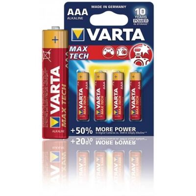 VARTA Pile alcaline AAA 1.5 V Max Tech 4-Blister - Publicité VARTA Pile alcaline AAA 1.5 V Max Tech 4-Blister - Publicité