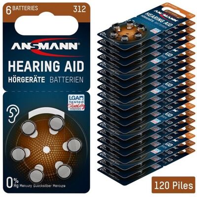 ANSMANN piles auditives taille 312 / PR41 - 120 piles zinc-air pour aides auditives - marron Marron - Publicité ANSMANN piles auditives taille 312 / PR41 - 120 piles zinc-air pour aides auditives - marron Marron - Publicité