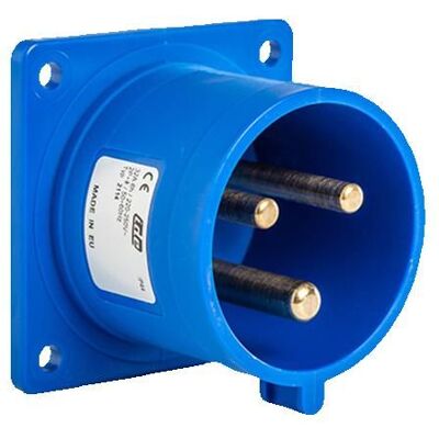 Prise Male Encastrable 32a 2p+t 220v - étanche Ip44 - Ide Bleu - Publicité Prise Male Encastrable 32a 2p+t 220v - étanche Ip44 - Ide Bleu - Publicité