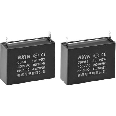 Condensateur SOURCING MAP CBB61 4uF 450V AC Insertion Simple Polypropylène 47x18x34mm pour Générateur Moteur Pompe à Eau 2pcs - Publicité Condensateur SOURCING MAP CBB61 4uF 450V AC Insertion Simple Polypropylène 47x18x34mm pour Générateur Moteur Pompe à Eau 2pcs - Publicité