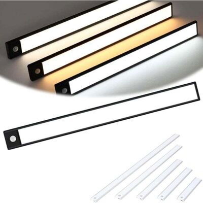 ZHIJIE SARL Lampe LED magnétique rechargeable capteur intelligent 3 modes de couleur marche/arrêt automatique sans perforation (noir 40 cm) - Publicité ZHIJIE SARL Lampe LED magnétique rechargeable capteur intelligent 3 modes de couleur marche/arrêt automatique sans perforation (noir 40 cm) - Publicité