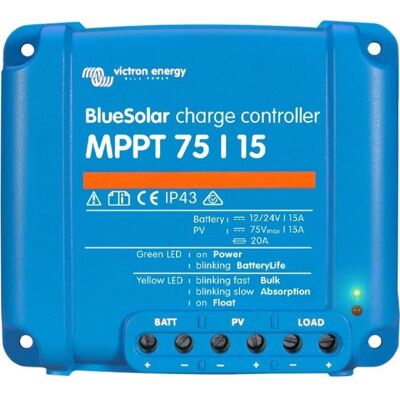 Contrôleur de charge solaire MPPT 75V 12/24V 15A - Victron Energy - Publicité Contrôleur de charge solaire MPPT 75V 12/24V 15A - Victron Energy - Publicité