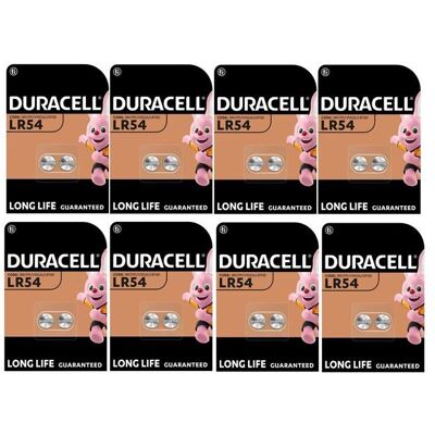 Piles Duracell 16 x LR54 LR1130 V10GA 189 191 (8 ampoules de 2 batteries) 16 piles - Publicité Piles Duracell 16 x LR54 LR1130 V10GA 189 191 (8 ampoules de 2 batteries) 16 piles - Publicité