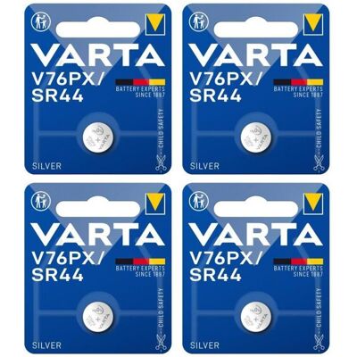 Varta Lot de 4 Piles Bouton Oxyde d Argent Electronics V76PX SR44 155 volt - Publicité Varta Lot de 4 Piles Bouton Oxyde d Argent Electronics V76PX SR44 155 volt - Publicité