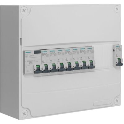 Panneau électrique pré-câblé Siemens - 1 rangée avec interrupteur différentiel 40A - Publicité Panneau électrique pré-câblé Siemens - 1 rangée avec interrupteur différentiel 40A - Publicité