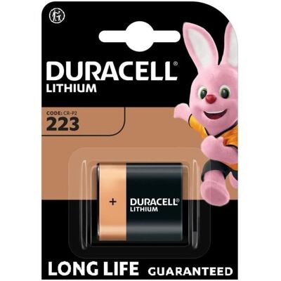 Lot de 1 pile Duracell 223 Blister 1 CR-P2 - Piles photo Duracell High Power Lithium 223 - Publicité Lot de 1 pile Duracell 223 Blister 1 CR-P2 - Piles photo Duracell High Power Lithium 223 - Publicité