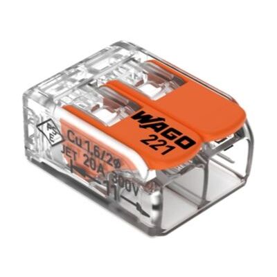 Sachet de 10 bornes 2 entrées série 221 - Wago Orange - Publicité Sachet de 10 bornes 2 entrées série 221 - Wago Orange - Publicité