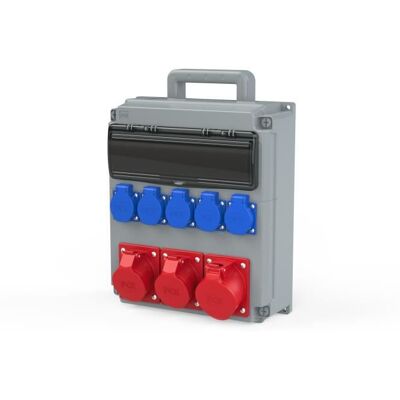 PCE Coffret de chantier portable - OPOLE - 32/5 2*16/5 - IP54 - 14 modules - Extérieur Gris - Publicité PCE Coffret de chantier portable - OPOLE - 32/5 2*16/5 - IP54 - 14 modules - Extérieur Gris - Publicité