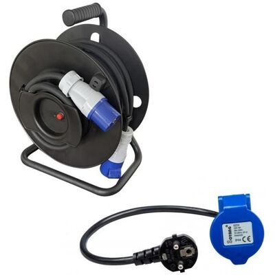 ANTARION Pack Enrouleur de câble électrique Camping 3600W 25M P17 + Adaptateur Femelle P17 - 230V CEE 50cm po - Publicité ANTARION Pack Enrouleur de câble électrique Camping 3600W 25M P17 + Adaptateur Femelle P17 - 230V CEE 50cm po - Publicité