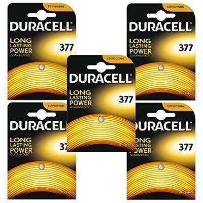 Pile de montre en oxyde d'argent Duracell 377 - 1,5V - Publicité Pile de montre en oxyde d'argent Duracell 377 - 1,5V - Publicité