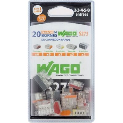 Lot de 20 Bornes WAGO Automatiques (6 bornes 2 entrées6 bornes 3 entrées3 bornes 4 entrées3 bornes 5 entrées2 bornes 8 entrées) - Publicité Lot de 20 Bornes WAGO Automatiques (6 bornes 2 entrées6 bornes 3 entrées3 bornes 4 entrées3 bornes 5 entrées2 bornes 8 entrées) - Publicité