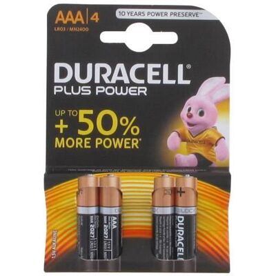 Pile Duracell Plus AAA LR3 x4 - Publicité Pile Duracell Plus AAA LR3 x4 - Publicité
