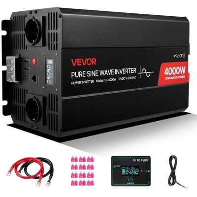 Onduleur Sinusoïdal Pur 4000 W-VEVOR-Convertisseur Pur Sinus CC 12 V vers CA 230 V-avec Écran LCD - Publicité Onduleur Sinusoïdal Pur 4000 W-VEVOR-Convertisseur Pur Sinus CC 12 V vers CA 230 V-avec Écran LCD - Publicité