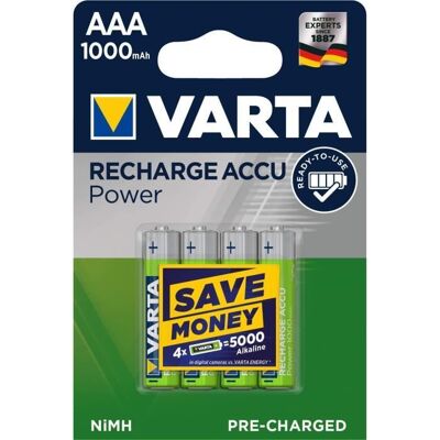batterie rechargeable Varta Accu Ready2Use AAA Ni-Mh (4-Pack 1000 mAh) - Publicité batterie rechargeable Varta Accu Ready2Use AAA Ni-Mh (4-Pack 1000 mAh) - Publicité