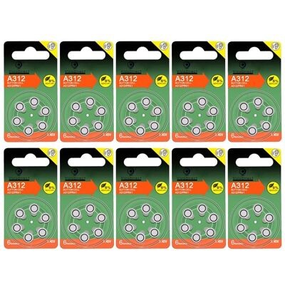 Lot de 60 Piles bouton Zinc Air Type A312/312 145V pour appareils auditifs compatibles PR41 - Visiodirect - - Publicité Lot de 60 Piles bouton Zinc Air Type A312/312 145V pour appareils auditifs compatibles PR41 - Visiodirect - - Publicité