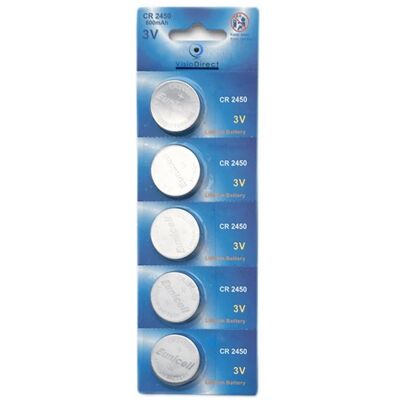 Lot de 5 Piles bouton plates lithium type CR2450/CR 2450 compatibles DL2450 ECR2450 BR2450 3V - Visiodirect - - Publicité Lot de 5 Piles bouton plates lithium type CR2450/CR 2450 compatibles DL2450 ECR2450 BR2450 3V - Visiodirect - - Publicité