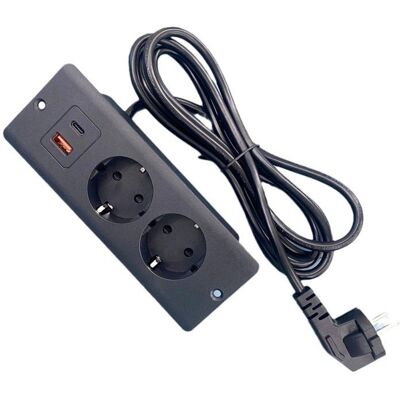 Multiprise encastrable - DEMA - 2 prises de courant - 1 port USB - 1 prise USB-C PD20W - Câble 15 m - Publicité Multiprise encastrable - DEMA - 2 prises de courant - 1 port USB - 1 prise USB-C PD20W - Câble 15 m - Publicité