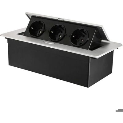 Prise encastrable escamotable - PZCC - 3 prises - Plan de travail - 2500W - 110V à 250V - 26.5x11.8x6.8 cm Noir - Publicité Prise encastrable escamotable - PZCC - 3 prises - Plan de travail - 2500W - 110V à 250V - 26.5x11.8x6.8 cm Noir - Publicité
