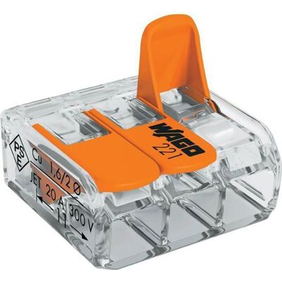 Connecteur universel - Wago - 221-413 - Transparent orange - 3x4mm2 - 450V Orange - Publicité Connecteur universel - Wago - 221-413 - Transparent orange - 3x4mm2 - 450V Orange - Publicité