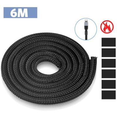 AGPTEK Manchon de Câble Gaine 6M Souple Ajustable Gestion des Câbles Rangement Tressée Fendue en PET Diamètre 5-10mm - Publicité AGPTEK Manchon de Câble Gaine 6M Souple Ajustable Gestion des Câbles Rangement Tressée Fendue en PET Diamètre 5-10mm - Publicité
