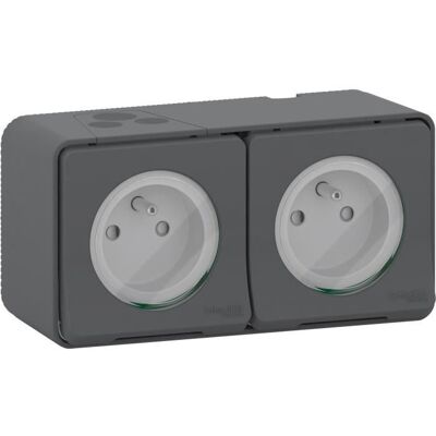 Schneider Electric Double prise 2P+T Mureva Styl - Grise Gris - Publicité Schneider Electric Double prise 2P+T Mureva Styl - Grise Gris - Publicité