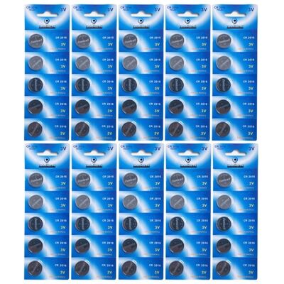 Lot de 50 Piles bouton plates lithium type CR2016 compatibles DL2016B/BR2016-1W/CR2016-1W/KCR2016/L10/LM2016/LF 3V - Visiodirect - - Publicité Lot de 50 Piles bouton plates lithium type CR2016 compatibles DL2016B/BR2016-1W/CR2016-1W/KCR2016/L10/LM2016/LF 3V - Visiodirect - - Publicité