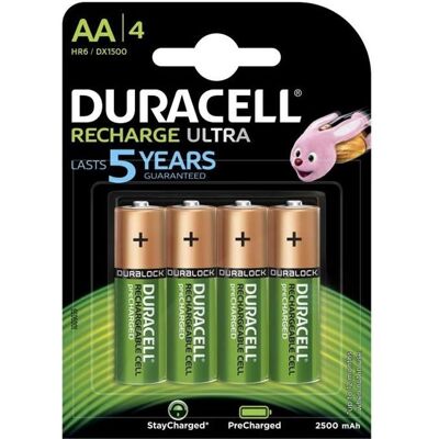 DURACELL - Recharge Ultra AA - 2500 mAh - Lot de 4 - Battery - Publicité DURACELL - Recharge Ultra AA - 2500 mAh - Lot de 4 - Battery - Publicité