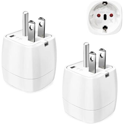 2 Pièces Adaptateur de Voyage France vers USAdaptateur Prise USAAdaptateur Prise Canada Mexique Thaïlande Type B- TOPESCT Blanc - Publicité 2 Pièces Adaptateur de Voyage France vers USAdaptateur Prise USAAdaptateur Prise Canada Mexique Thaïlande Type B- TOPESCT Blanc - Publicité