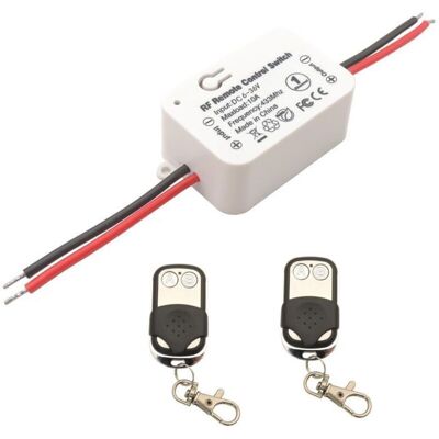 ZHIJIE SARL DC 12V 24V Interrupteur de télécommande sans fil 10A 1 canal 433Mhz RF Relais Récepteur avec 2 émetteurs Porte-clés pour - Publicité ZHIJIE SARL DC 12V 24V Interrupteur de télécommande sans fil 10A 1 canal 433Mhz RF Relais Récepteur avec 2 émetteurs Porte-clés pour - Publicité