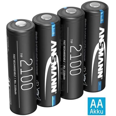 ANSMANN accu AA 2100mAh NiMH 1.2V - pile rechargeable avec faible auto-décharge pour radio clavier réveil montre (4 pièces) - Publicité ANSMANN accu AA 2100mAh NiMH 1.2V - pile rechargeable avec faible auto-décharge pour radio clavier réveil montre (4 pièces) - Publicité