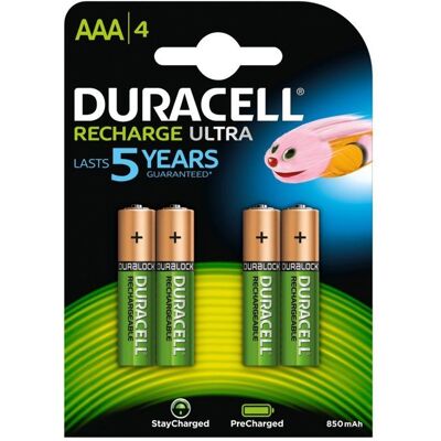 Duracell - Recharge Ultra - AAA 850mAh - 4 piles - Piles - Publicité Duracell - Recharge Ultra - AAA 850mAh - 4 piles - Piles - Publicité