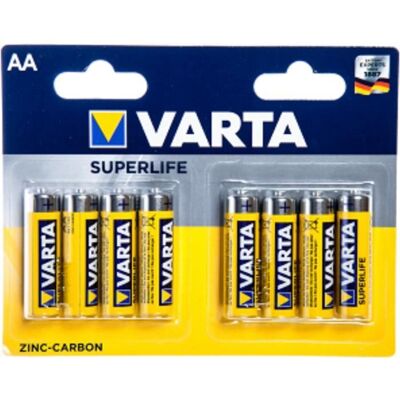 Varta piles AA Superlife R06 15V zinc-carbone 8 pièces Jaune - Publicité Varta piles AA Superlife R06 15V zinc-carbone 8 pièces Jaune - Publicité