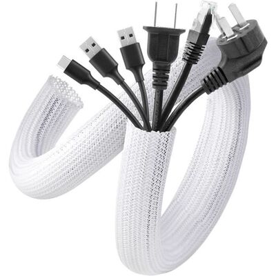AGPTEK 2PCS Manchon de Câble Gaine 1.5 Mètre Cache Câble de Protection Souple en Pet Diamètre 19-29mm Blanc Blanc - Publicité AGPTEK 2PCS Manchon de Câble Gaine 1.5 Mètre Cache Câble de Protection Souple en Pet Diamètre 19-29mm Blanc Blanc - Publicité