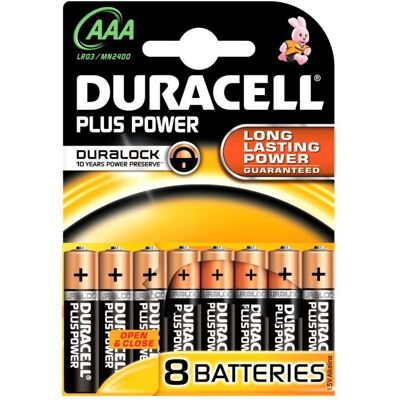 DURACELL Piles Duralock AAAx8 Plus Power (LR03) - Publicité DURACELL Piles Duralock AAAx8 Plus Power (LR03) - Publicité