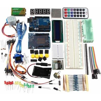 Kit dapprentissage et de démarrage pour Arduino avec Guide dUtilisation moteur pas à pas Uno R3 1602LCD Capteurs Servo/fil de - Publicité Kit dapprentissage et de démarrage pour Arduino avec Guide dUtilisation moteur pas à pas Uno R3 1602LCD Capteurs Servo/fil de - Publicité