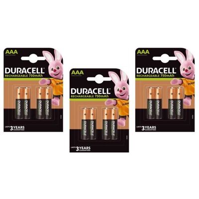 Duracell - Piles rechargeables AAA - Lot de 3 blisters de 4 - Publicité Duracell - Piles rechargeables AAA - Lot de 3 blisters de 4 - Publicité