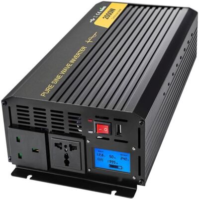 Onduleur Solaire Hybride - VEVOR - Onduleur Pur Sinus Convertisseur Sinusoïdal Pur 2000W DC 12V à AC 240V LCD - Publicité Onduleur Solaire Hybride - VEVOR - Onduleur Pur Sinus Convertisseur Sinusoïdal Pur 2000W DC 12V à AC 240V LCD - Publicité